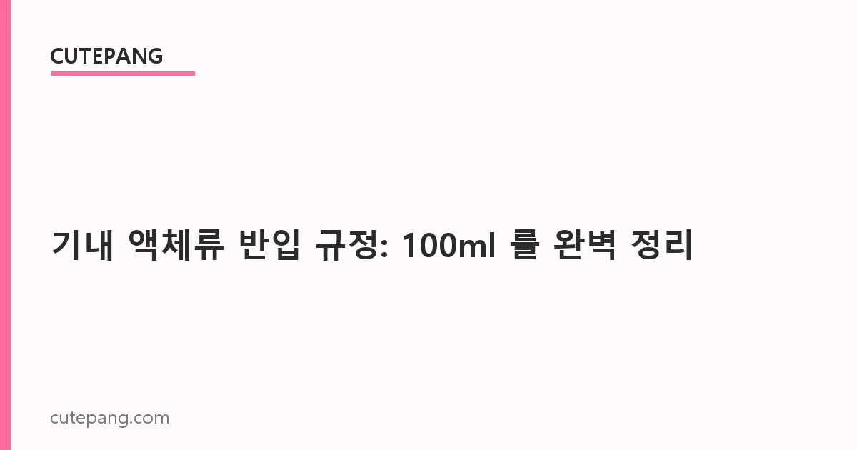 기내 액체류 반입 규정: 100ml 룰 완벽 정리