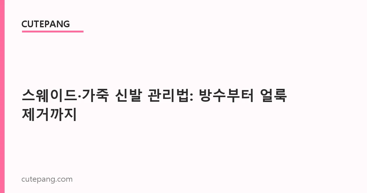 스웨이드·가죽 신발 관리법: 방수부터 얼룩 제거까지